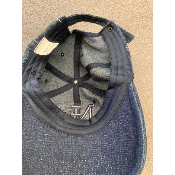 Nyc Men's One Size Blue Denim Distressed Baseball Hat - Picture 7 of 7